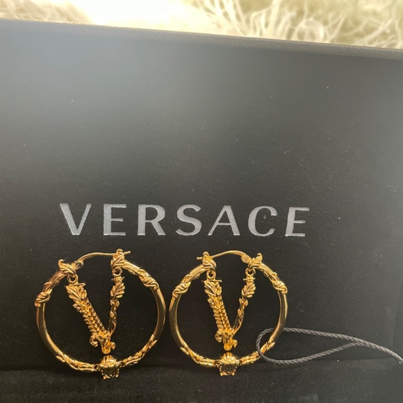Versace Virtus Hoop Earrings - Picture 5 of 10